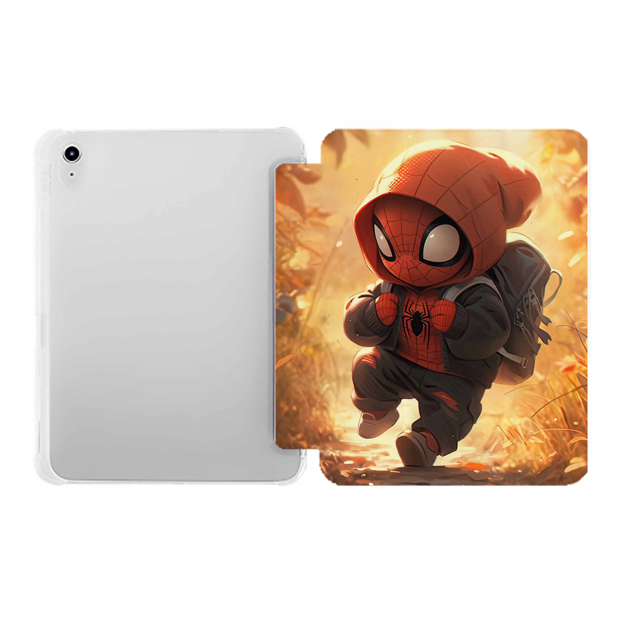 （画像用） Spider Man スパイダーマン IPad ケース ペン収納付き 三つ折りスタンド PUレザー×シリコン 対応機種9.5/10.5/10.9インチ